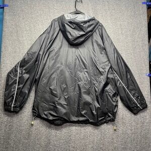 Foot Locker Jacket Mens XXL Black Windbreaker Ripstop Hooded Full Zip Reflective